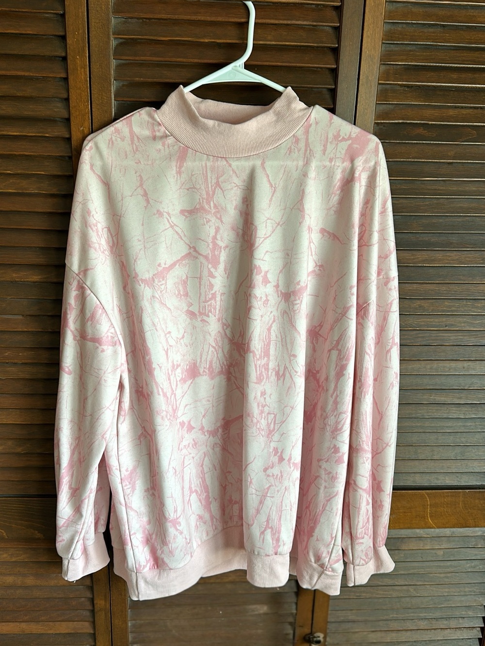 Light Pink Marble Print Mock Neck Sweatshirt